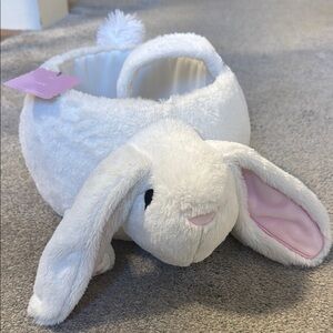 White Bunny Plush Basket